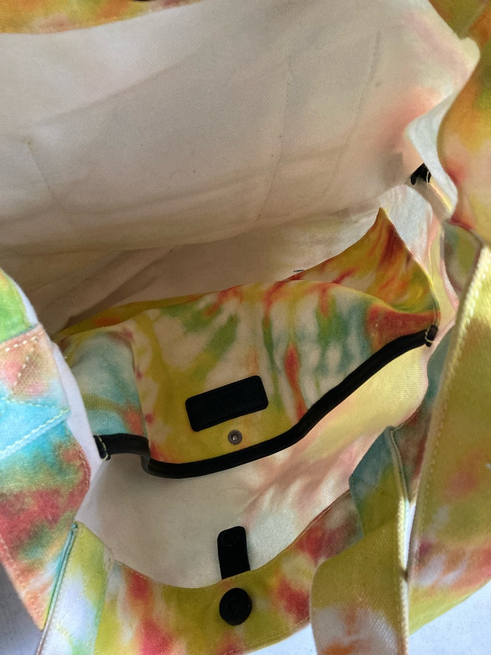 Like Dreams Tie-Dye Canvas Tote Bag in Yellow Multi-Color - Picture 4 of 10